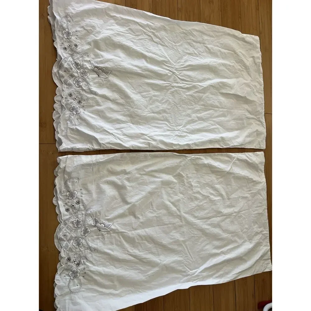 3PC Vintage JC Penney Full Sheet Set Floral Embroidered Butterfly Flower Cottage